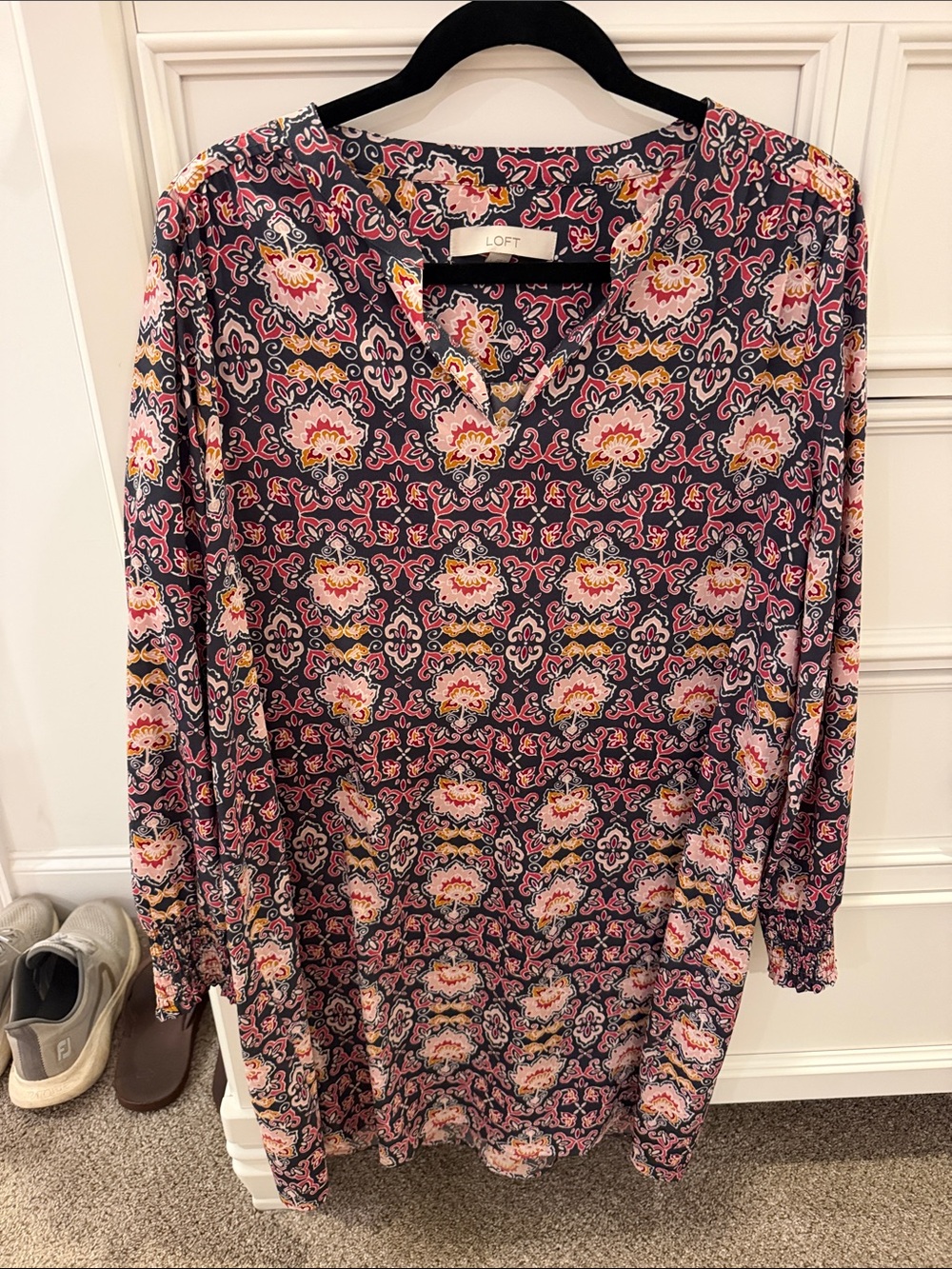 LOFT Paisley Floral Long Sleeve Tunic Dress
